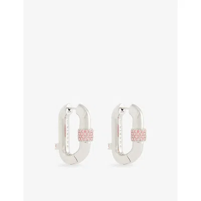 Phoria Womens Gold/silver Vice Carabiner 925 Sterling Silver And Tourmaline Stone Hoop Earrings In Multi