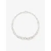 Phoria Womens Runaway Graduated 18ct White-gold Vermeil Plated 925 Sterling Silver And Topaz Necklace In Silver