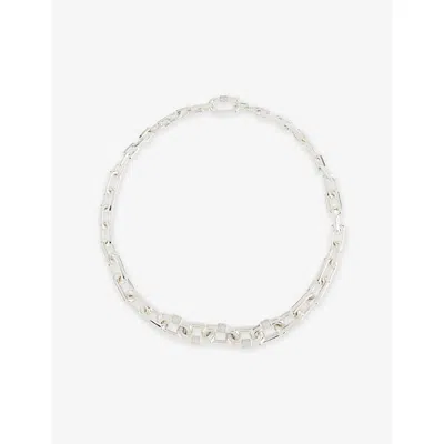 Phoria Womens Runaway Graduated 18ct White-gold Vermeil Plated 925 Sterling Silver And Topaz Necklace