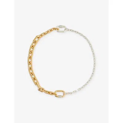 Phoria Womens Gold/silver Screw Chain 18ct Gold Vermeil And White Topaz Necklace In Multi