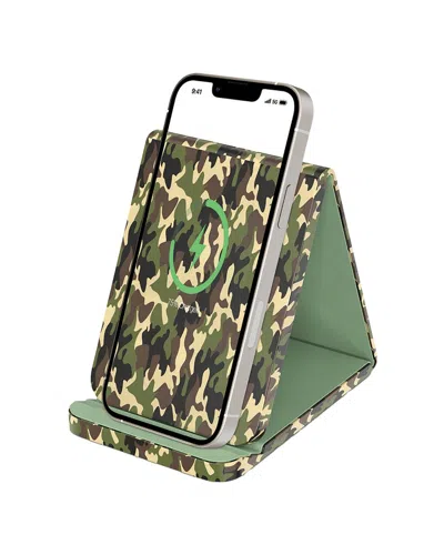 Phunkee Tree Folding Leather Wireless Charging Stands In Green