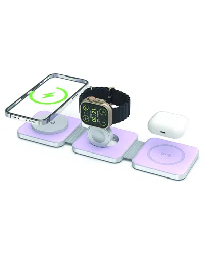Phunkee Tree Leather Tri Fold Charging Station In Purple