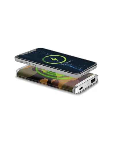 Phunkee Tree Leather Wireless Charging Power Bank In Green