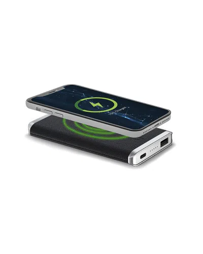 Phunkee Tree Leather Wireless Charging Power Bank In Black