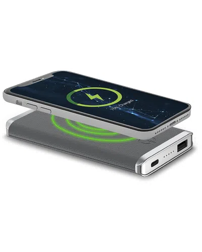 Phunkee Tree Leather Wireless Charging Power Bank In Grey