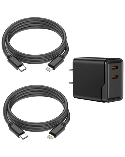 Phunkee Tree Set Of 2 Leather Lightning Fast Charge Cables With Adapter
