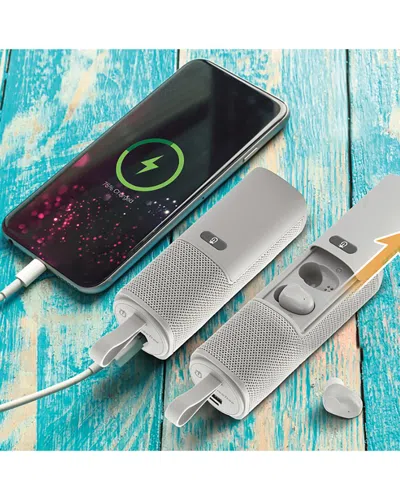 Phunkee Tree Sound Block 3-in-1 Wireless Speaker, Earbuds & Power Bank In Grey