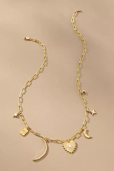Phyllis + Rosie Moon Charm Necklace In Gold