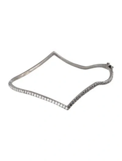 Pre-owned Phyne By Paige Novick 14k Diamond Bangle, 7.5" In Transparent