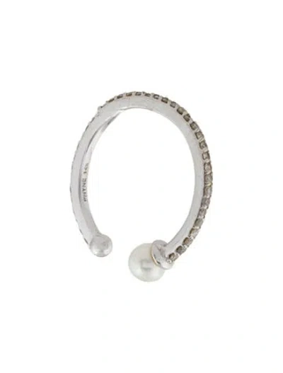 Pre-owned Phyne By Paige Novick 14k Pearl & Diamond Ear Cuff In Multi