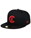 Physical Culture Men's  Black St. Christopher Club Black Fives Fitted Hat In Black