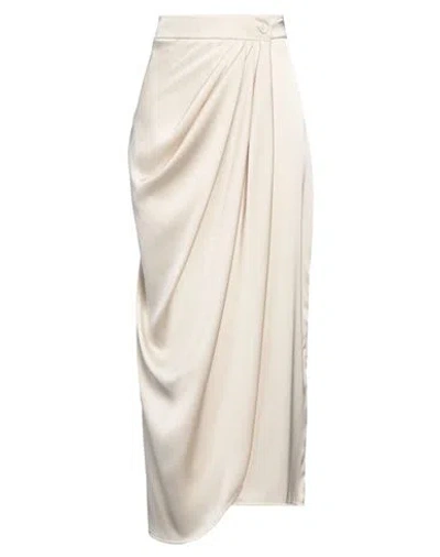 Pia B. Concept Woman Midi Skirt Ivory Size L Polyester In White