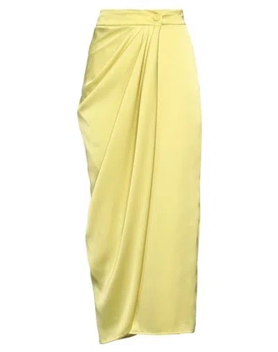 Pia B. Concept Woman Midi Skirt Lime Green Size L Polyester