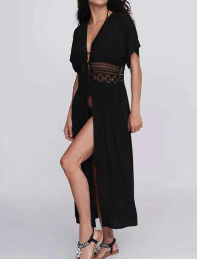 Pia Rossini Allasio Kimono Lace Tie Front Swim Cover In Black