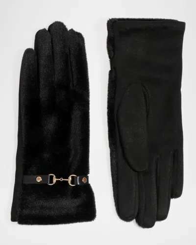 Pia Rossini Cathy Faux Fur Gloves In Black
