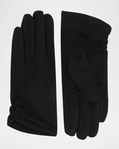 Pia Rossini Laura Ruched Faux Suede Gloves In Black