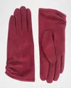 Pia Rossini Laura Ruched Faux Suede Gloves In Burgundy