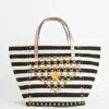 PIA ROSSINI LEA TOTE IN WHITE WITH BLACK