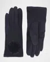 Pia Rossini Leighton Faux Suede Pom Pom Gloves In Navy