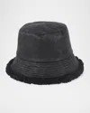 Pia Rossini Lucinda Quilted Faux Fur-trim Bucket Hat In Black