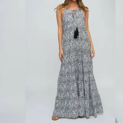 Pia Rossini Safari Maxi Dress In Black And White In Grey