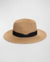 Pia Rossini Tobago Straw Fedora With Bow Band In Beige
