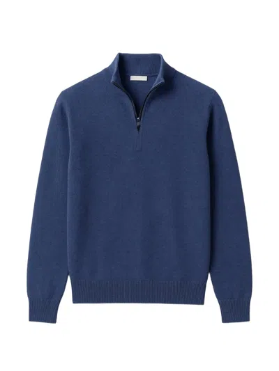 Piacenza 1733 Cashmere Quarter-zip Sweatshirt In Blue