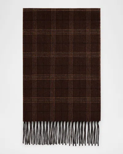Piacenza 1733 Men & Apos;s Baltazar Herringbone To Plaid Silk And Cashmere Scarf In Brown