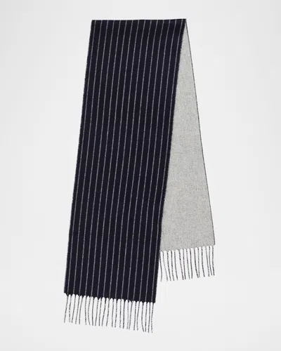 Piacenza 1733 Men & Apos;s Lizard Solid To Stripe Double-face Silk And Cashmere Scarf