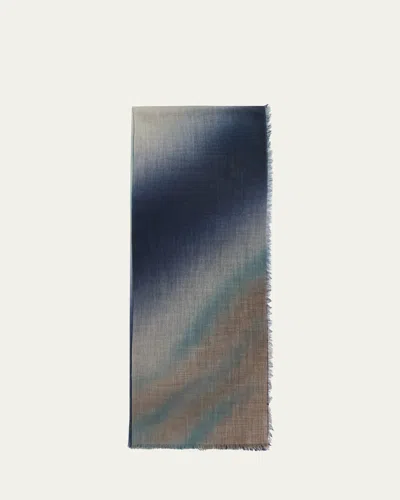 Piacenza 1733 Men's Cashmere Degrade-motif Eyelash Fringe Scarf