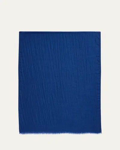 Piacenza 1733 Men's Cashmere Eyelash Fringe Solid Scarf In Blue