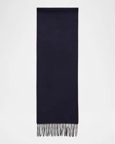 Piacenza 1733 Men's Mirror Silk And Cashmere Double-face Scarf In Blue