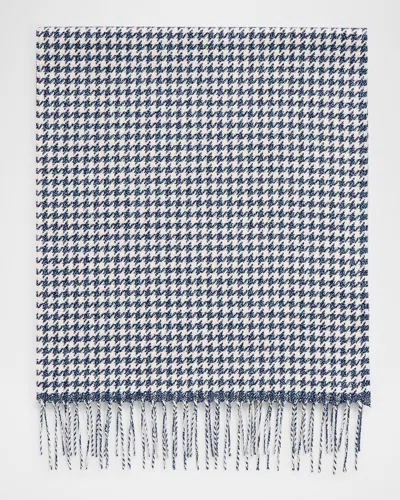 Piacenza 1733 Men's Silk And Cashmere Twist Houndstooth Scarf In Black