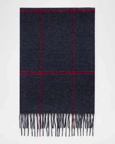 Piacenza 1733 Men's Silk-cashmere Check Scarf