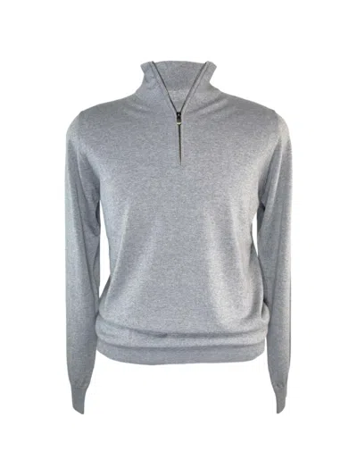 Piacenza 1733 Merino Wool Quarter-zip Sweater In Blue