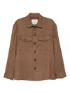Piacenza 1733 Herringbone Wool-linen Overshirt With Classic Collar In Brown