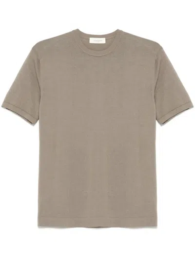Piacenza 1733 Short Sleeve Crew-neck Jumper In Beige