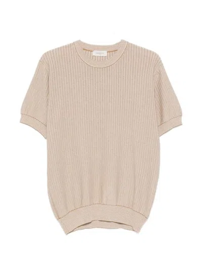Piacenza 1733 Short Sleeve Crew-neck Sweater In Neutral