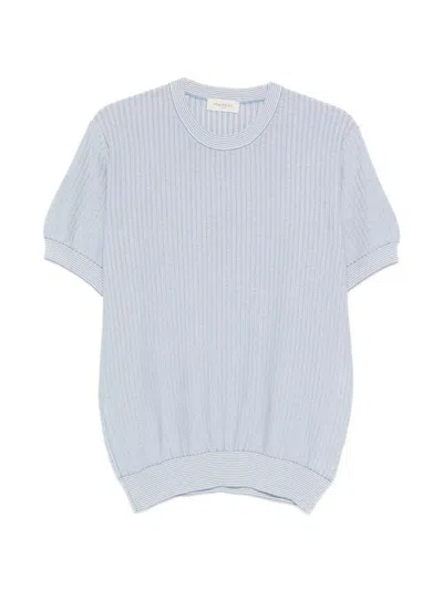 Piacenza 1733 Short Sleeve Crew-neck Sweater In Blue