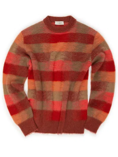Piacenza 1733 Textured Knit Wool Crew-neck Sweater In Red