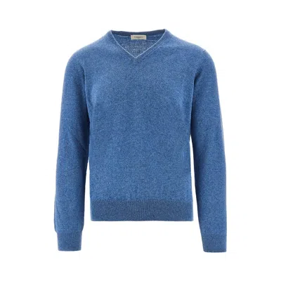 Piacenza 1733 V-neck Cashmere Sweater In Blue