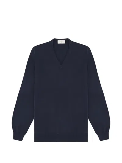 Piacenza 1733 V-neck Cashmere Sweater In Blue