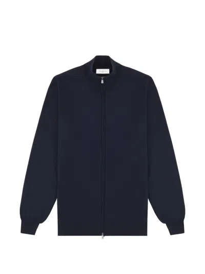 Piacenza 1733 Zip-up Wool Cardigan In Blue
