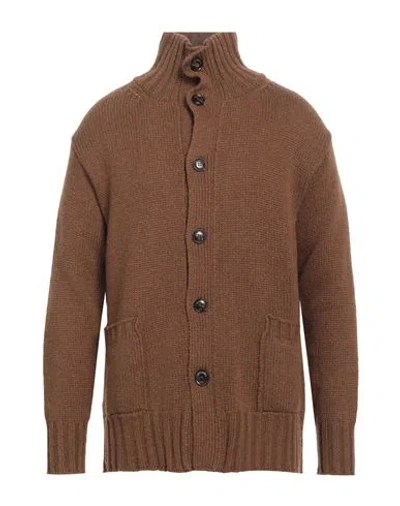 Piacenza Cashmere 1733 Man Cardigan Brown Size 40 Cashmere