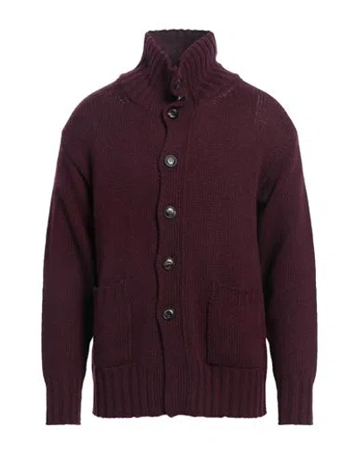Piacenza Cashmere 1733 Man Cardigan Plum Size 40 Cashmere In Purple