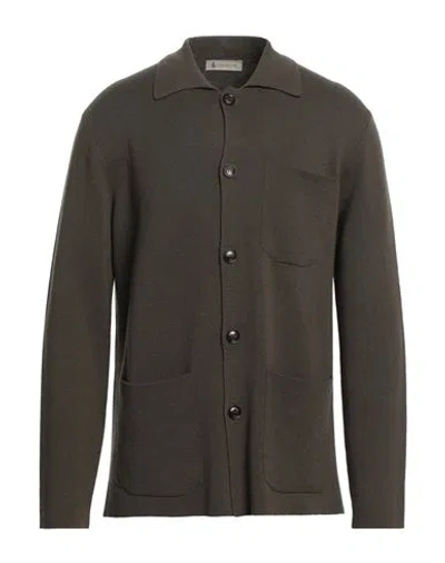 Piacenza Cashmere 1733 Man Shirt Military Green Size 40 Virgin Wool