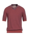 Piacenza Cashmere 1733 Man Sweater Rust Size 40 Silk, Cotton In Red