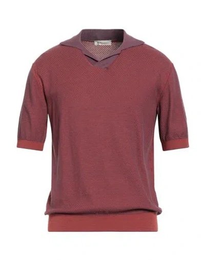 Piacenza Cashmere 1733 Man Sweater Rust Size 40 Silk, Cotton In Red