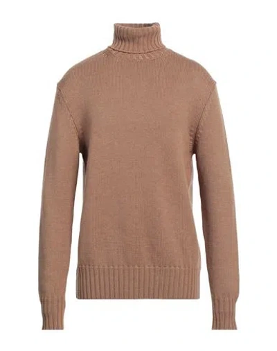 Piacenza Cashmere 1733 Man Turtleneck Camel Size 40 Virgin Wool In Beige