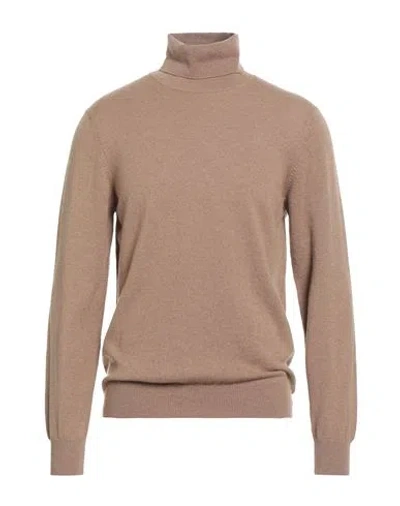 Piacenza Cashmere 1733 Man Turtleneck Camel Size 46 Cashmere In Sand